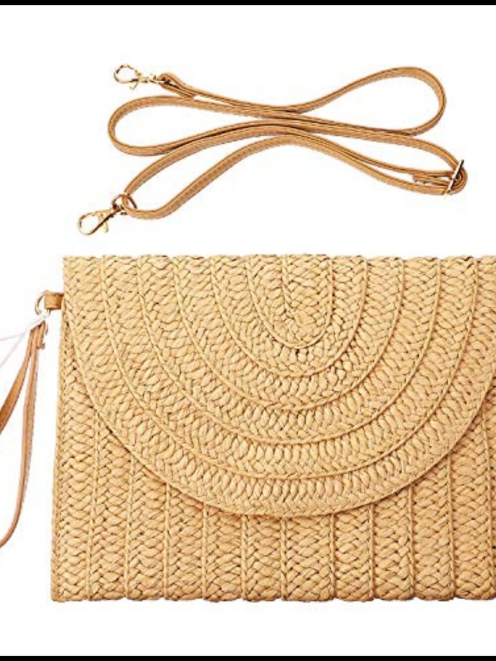 Straw Clutch Crossbody Bag Woven Envelope Purse Handbag